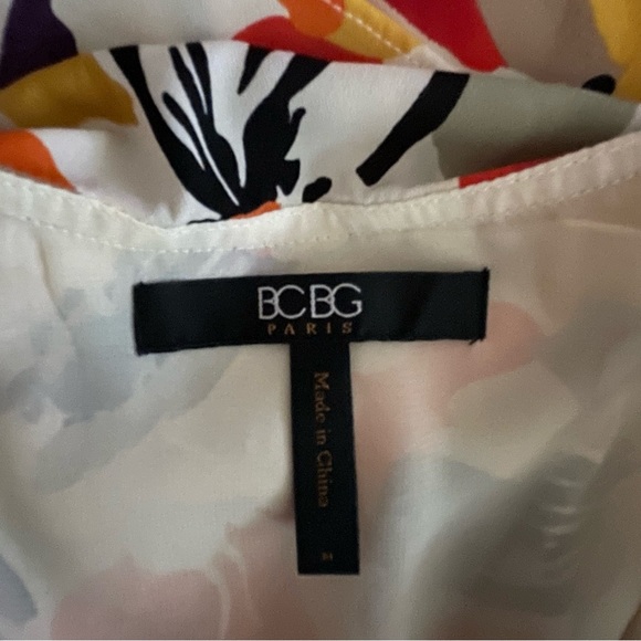 BCBG Paris Size M Medium Floral Tiered High Low Dress Flowy Multicolored - Picture 7 of 11